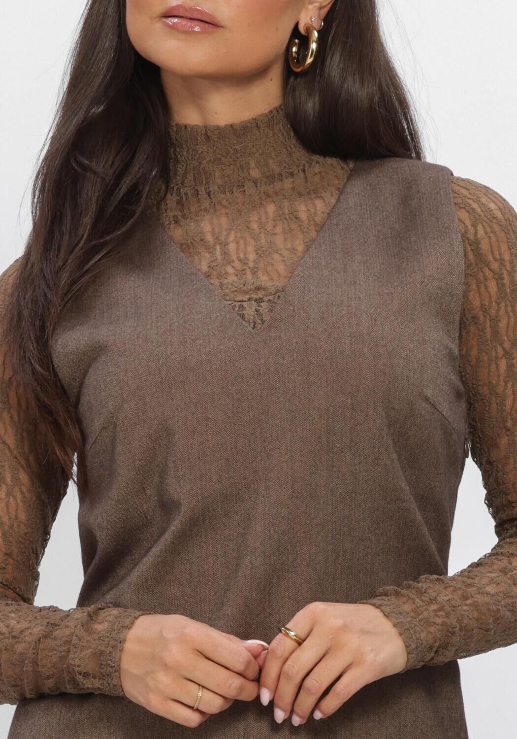 Braune AAIKO Minikleid RIVANE TWEED VIS 518 - large