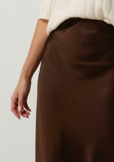 Braune NOTRE-V Midirock SATIN SKIRT - large