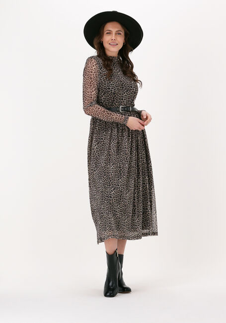 Beige NA-KD Midikleid RECYCLED LS MESH DRESS - large