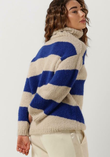 Blaue 10DAYS Rollkragenpullover BLOCK STRIPE SWEATER - large