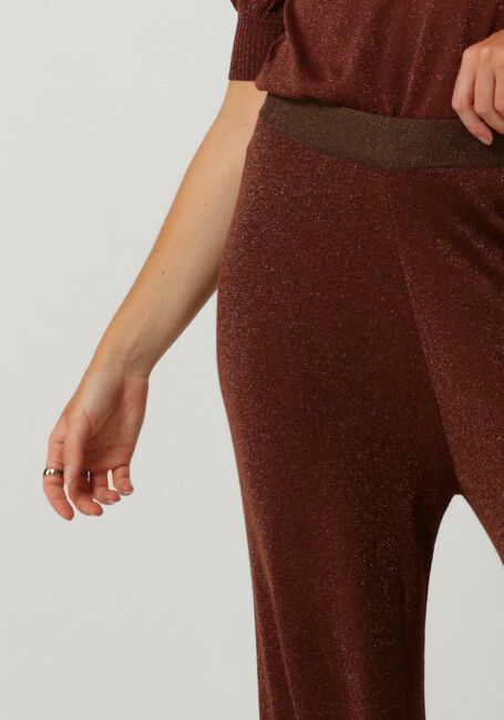 Braune MINUS Weite Hose ALLIE HIGH WAISTED WIDE LEG METALLIC KNIT PANT - large