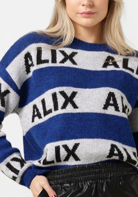 Blaue ALIX THE LABEL Sweatshirt LADIES KNITTED ALIX STRIPE PULLOVER - large