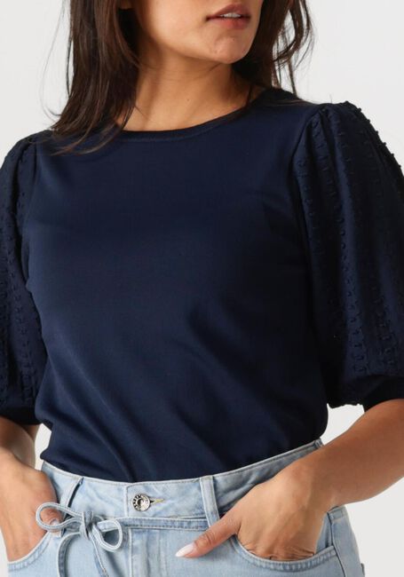 Blaue JANSEN AMSTERDAM Top TANDA TOP K 136 SHORT PUFFED SLEEVE - large