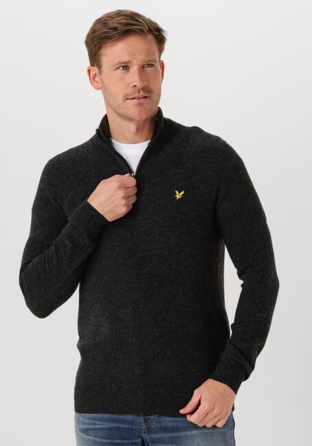 Dunkelgrau LYLE & SCOTT Pullover LAMBSWOOL BLEND QUARTER ZIP JUMPER - large
