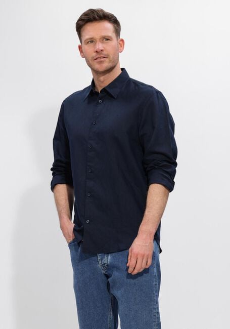 Dunkelblau SELECTED MEN Casual-Oberhemd SLHREGCLAY LINENBLEND LS SHIRT CLA NOOS - large