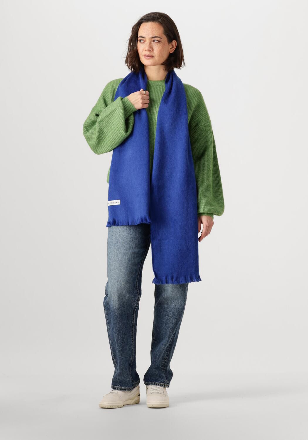 Blaue ALPACA LOCA Schal SLIM SCARF - large