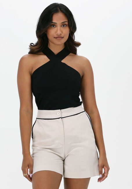 Schwarze SUMMUM Top CROSS STRAP TOP DULL VISCOSE POLYAMIDE KNIT - large
