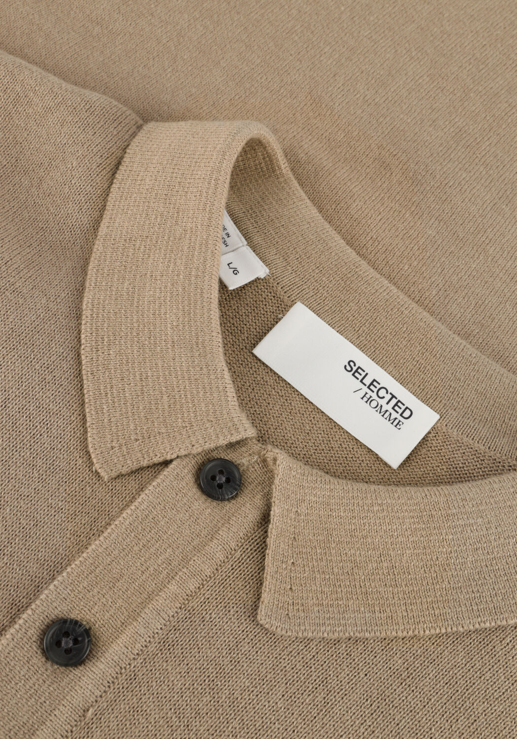 Sand SELECTED MEN Pullover SLHREG-DAN KNIT LS POLO O - large