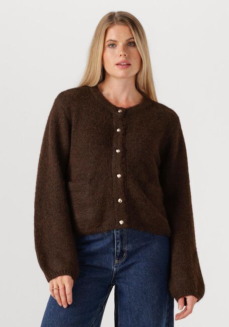Braune OBJECT Strickjacke OBJSAGGIA RE L/S KNIT CARDIGAN - large