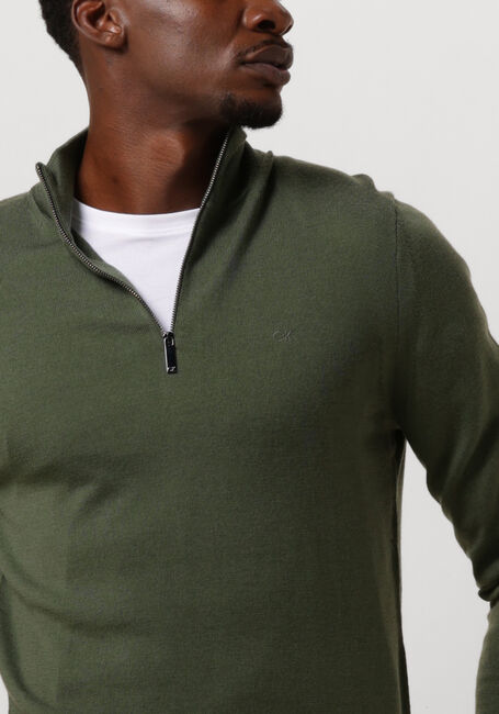 Dunkelgrün CALVIN KLEIN Pullover MERINO QUARTER ZIP - large