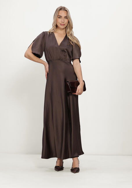 Braune NEO NOIR Midikleid ZELINA HEAVY SATEEN DRESS - large