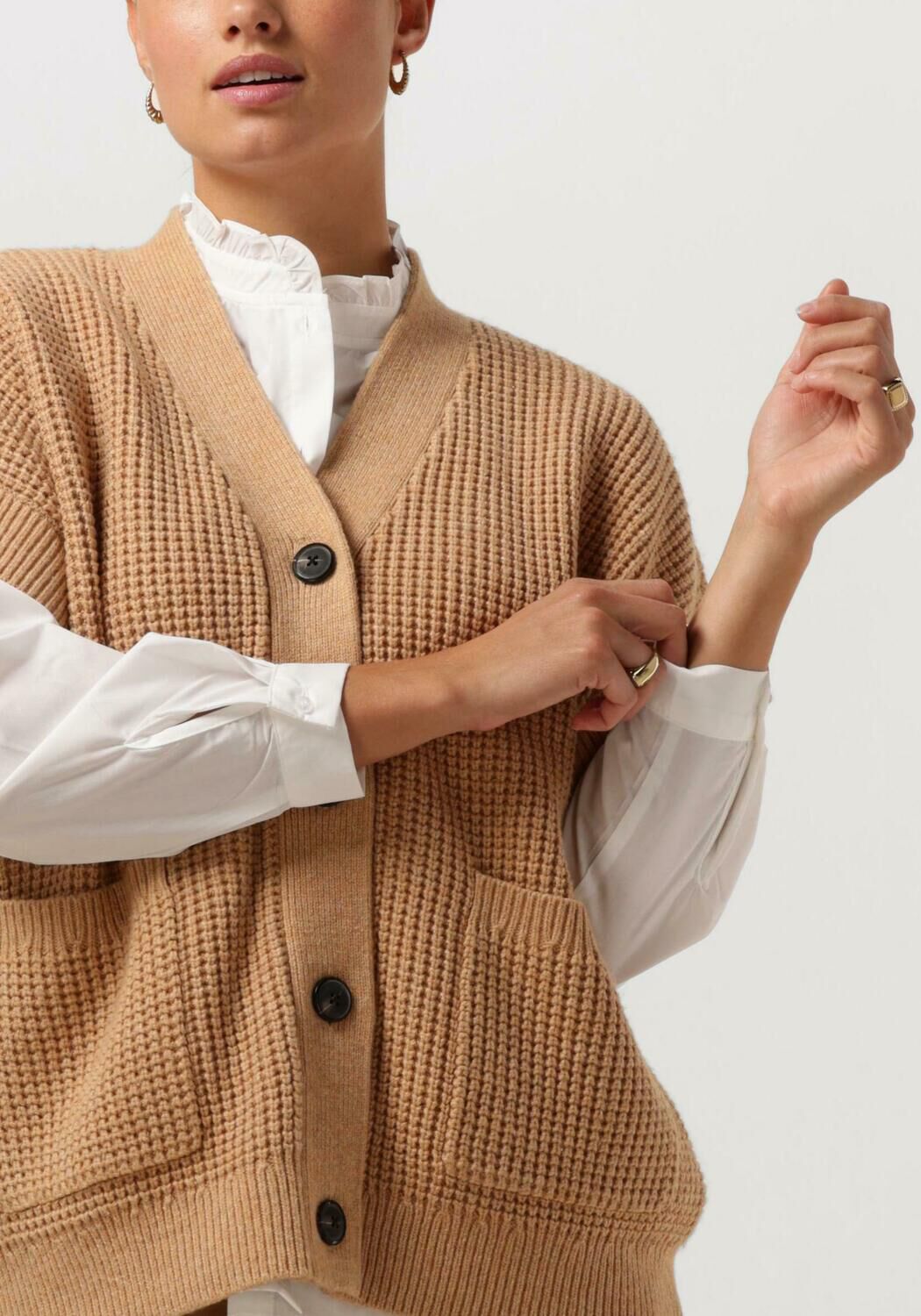 Tan sleeveless cardigan discount