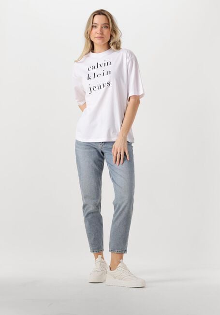 Weiße CALVIN KLEIN T-shirt SS CKJ LOGO TEE - large