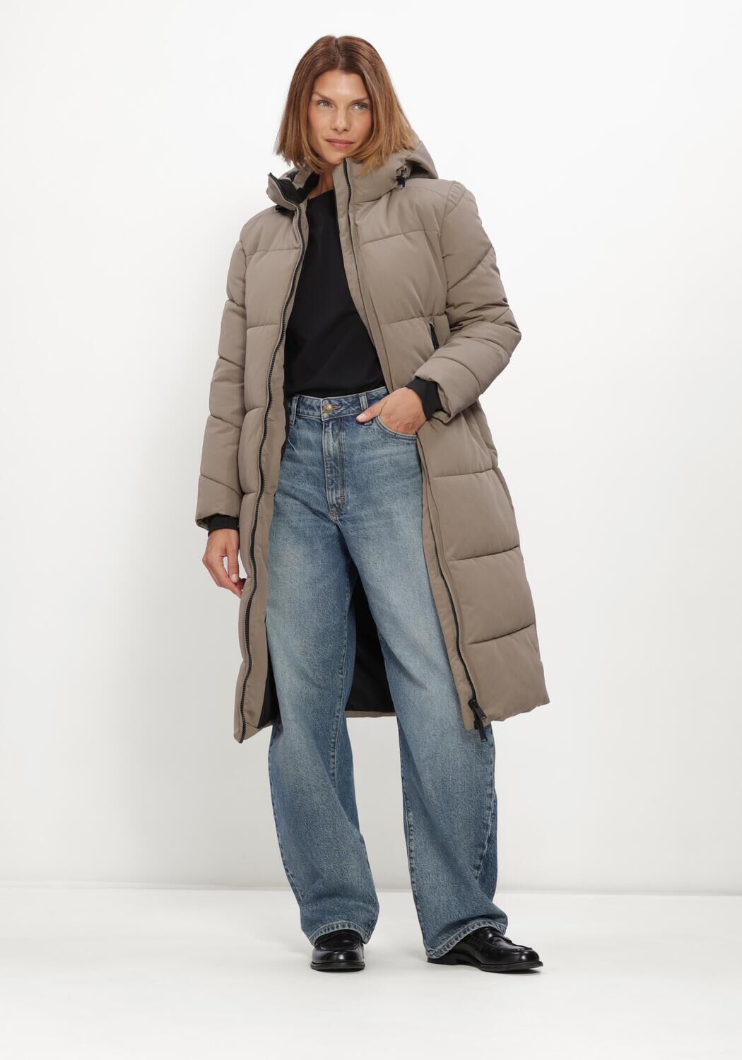 Taupe WITHBLACK Wattierte Jack WBLGLORIAN LONG PUFFER COAT - large