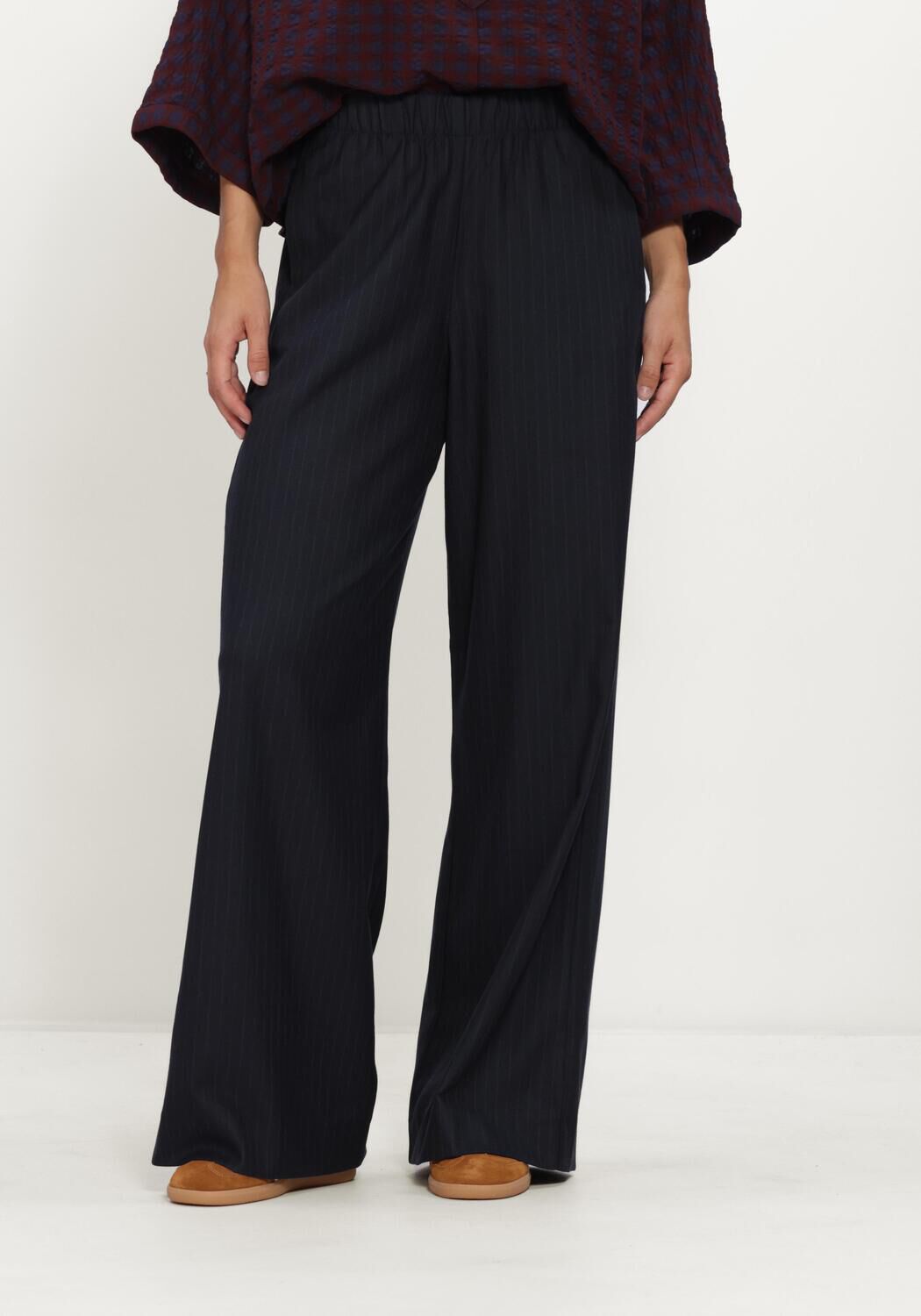 Dunkelblau BY-BAR Weite Hose CELIN PINSTRIPE PANTS - large