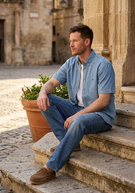 Hellblau LEVI'S Casual-Oberhemd SS AUTHENTIC BUTTON DOWN - large