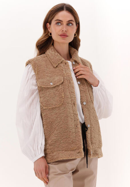 Camelfarbene SELECTED FEMME Bodywarmer SLFJANY TEDDY VEST W - large