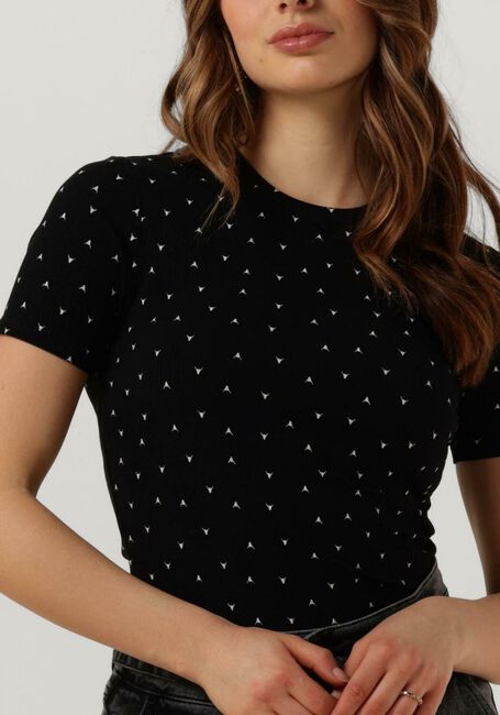 Schwarze ALIX THE LABEL T-shirt LADIES KNITTED REIB BULL T-SHIRT - large