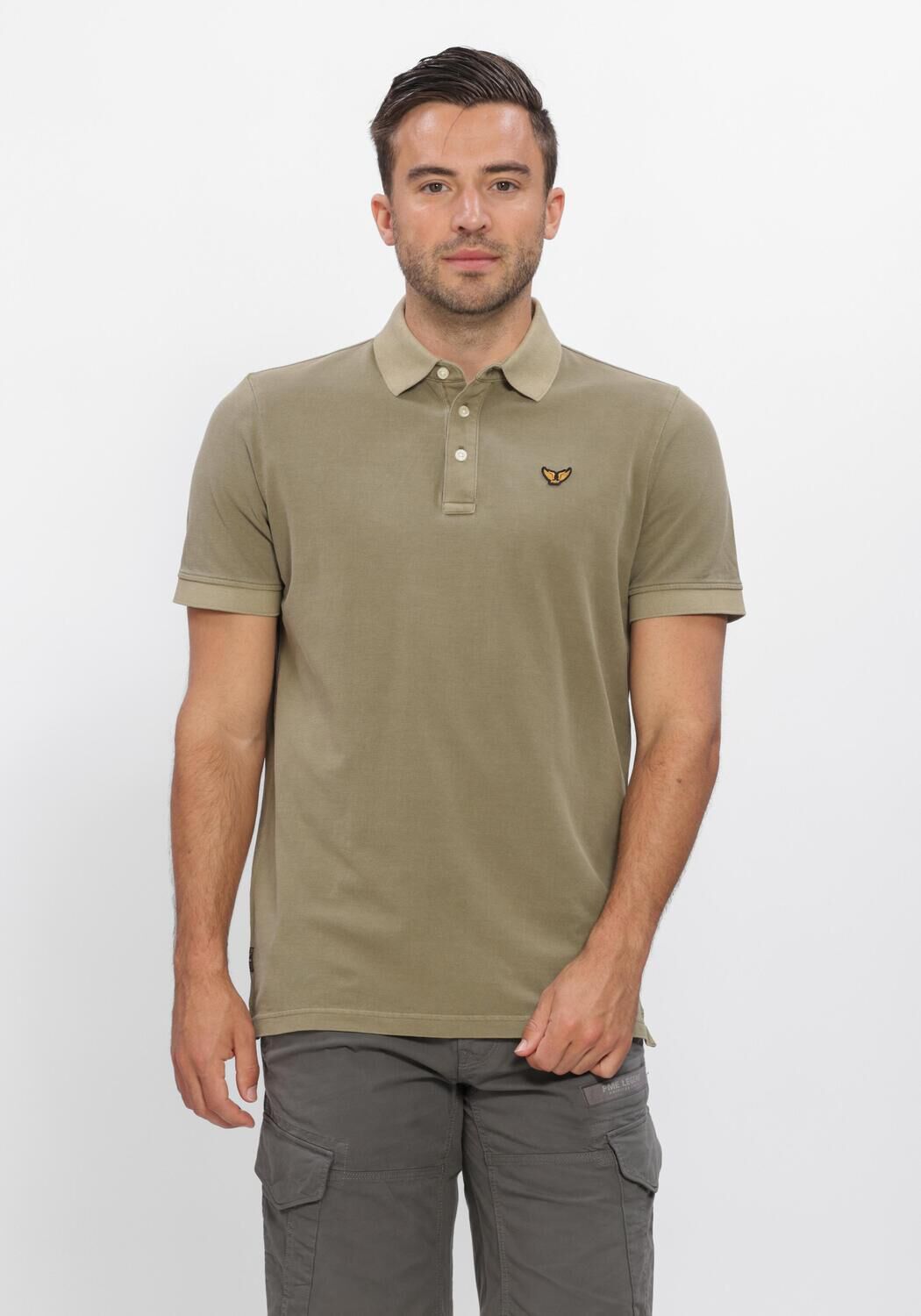 Khaki PME LEGEND Polo-Shirt SHORT SLEEVE POLO PIQUE GARMENT DYED TAILWING - large