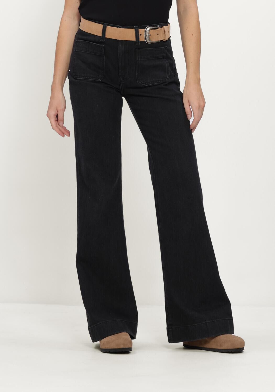 Schwarze 7 FOR ALL MANKIND Flared jeans MODERN DOJO HEAVY RAIN WITH PATCH POCKETS - large