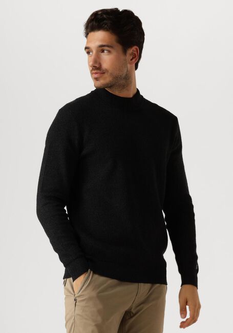 Schwarze CAST IRON Pullover MOCK NECK FINE BOUCLE - large