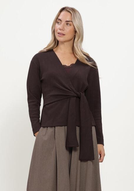 Braune ROSEMUNDE Top BABETTE SILK SL U-NECK LONG LACE - large