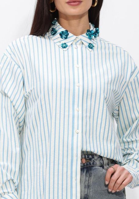 Wei&szlig;e JANSEN AMSTERDAM Blusen MICKY BLOUSE SA 751 STRIPE LONG SLEEVE SEQUINS AT COLLAR - large