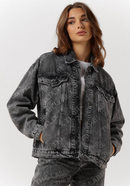 Graue ALIX THE LABEL Jeansjacke LADIES WOVEN DENIM TEXT JACKET - large