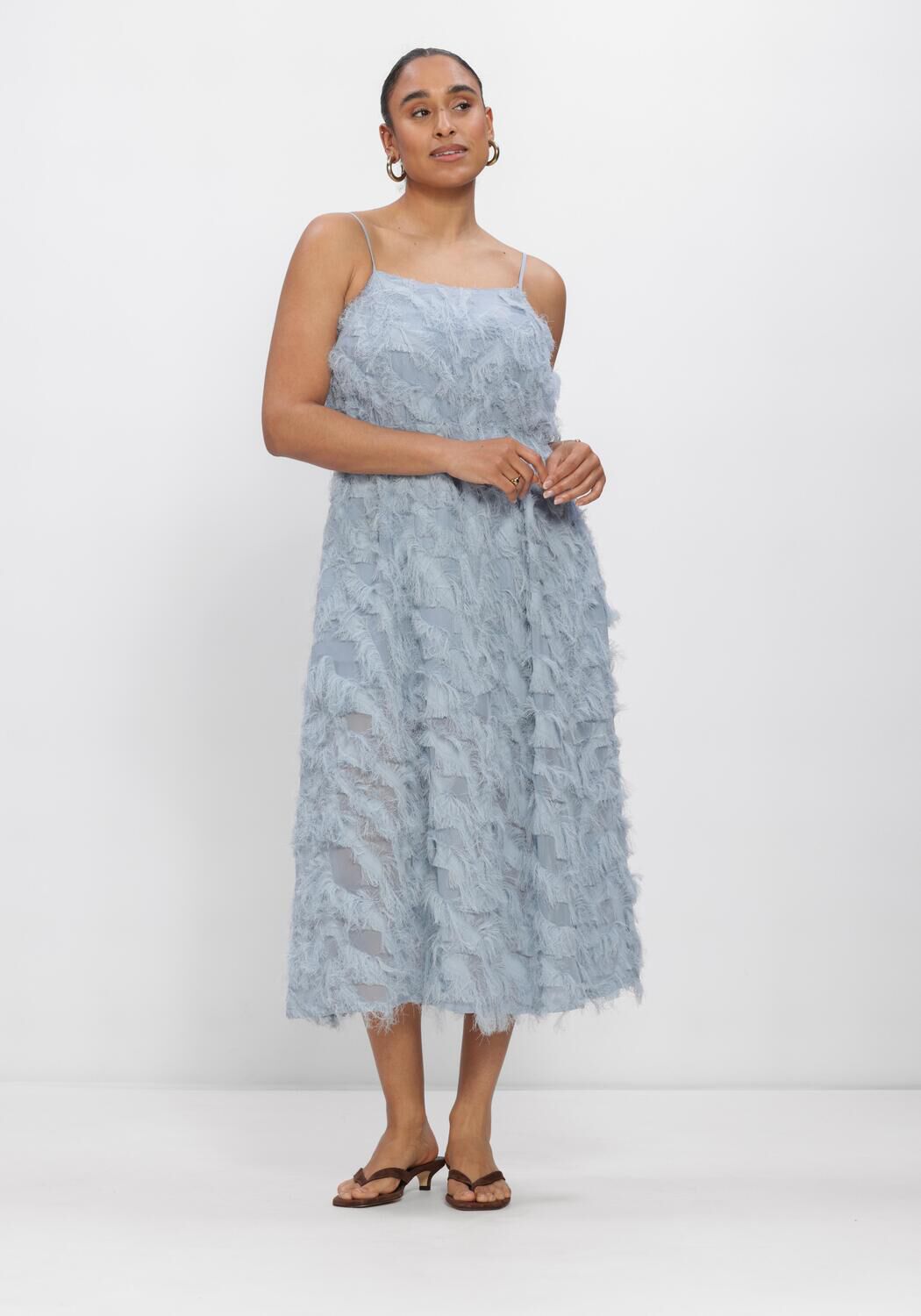 Blaue SELECTED WOMEN Midikleid SLFMYLINE REGULAR MIDI STRAP DRESS - large