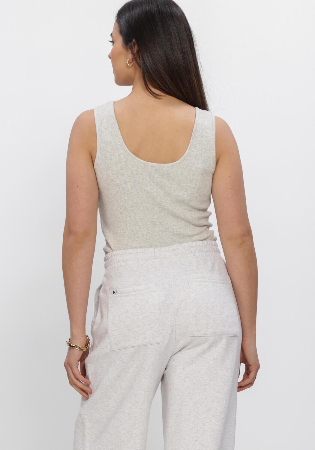 Hellgrau ALIX THE LABEL Top LADIES KNITTED RIB TANKTOP - large