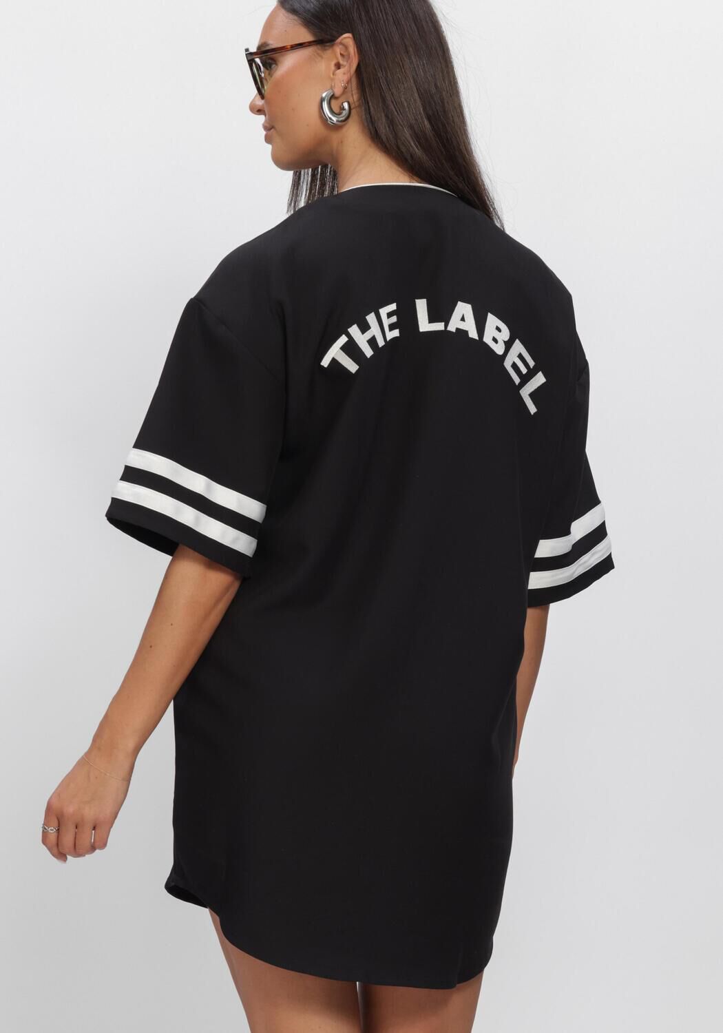 Schwarze ALIX THE LABEL Kleider LADIES WOVEN BASEBALL SHIRT DRESS - large