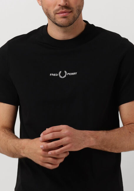 Schwarze FRED PERRY T-shirt EMBROIDERED T-SHIRT - large