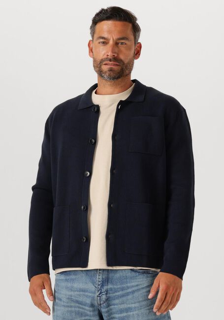 Dunkelblau SELECTED MEN Strickjacke SLHMIKE LIGHT LS KNIT RELAXED POLO CARDIGAN - large