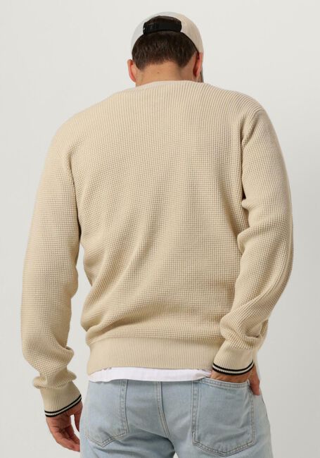 Beige FRED PERRY Pullover WAFFLE STITCH CREW NECK JUMPER - large