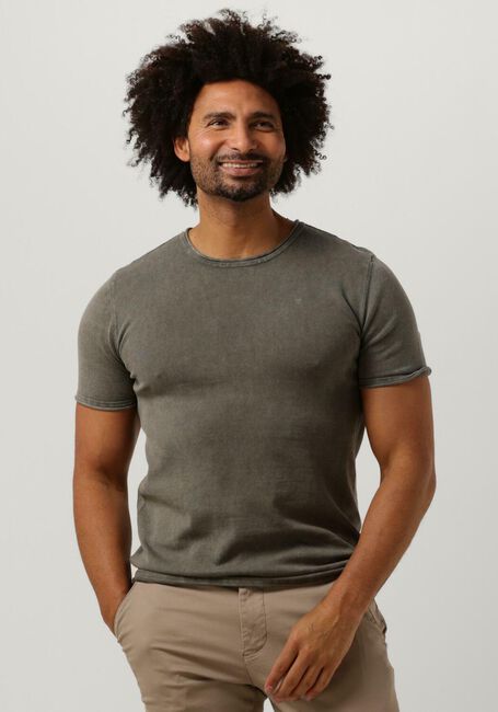 Olive PUREWHITE T-shirt FLAT KNITTED SHIRT SHORTSLEEVE WITH SMALL LOGO ON CHEST - large