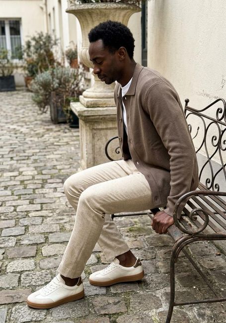 Braune SELECTED MEN Strickjacke SLHMATTIS LS KNIT POLO CARDIGAN - large