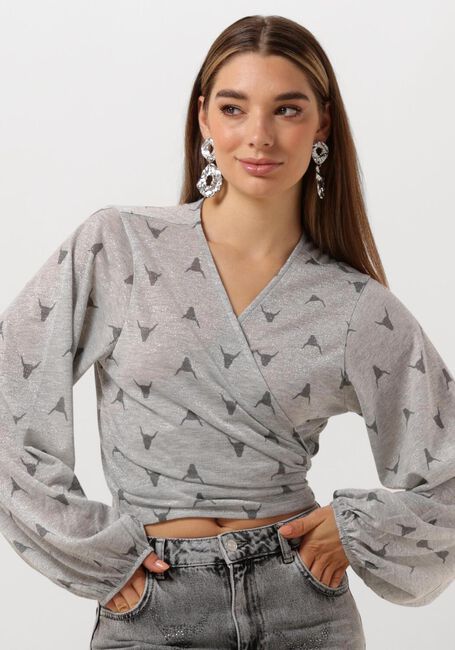 Silberne ALIX THE LABEL Top LADIES KNITTED SHEER BULL WRAP TOP - large
