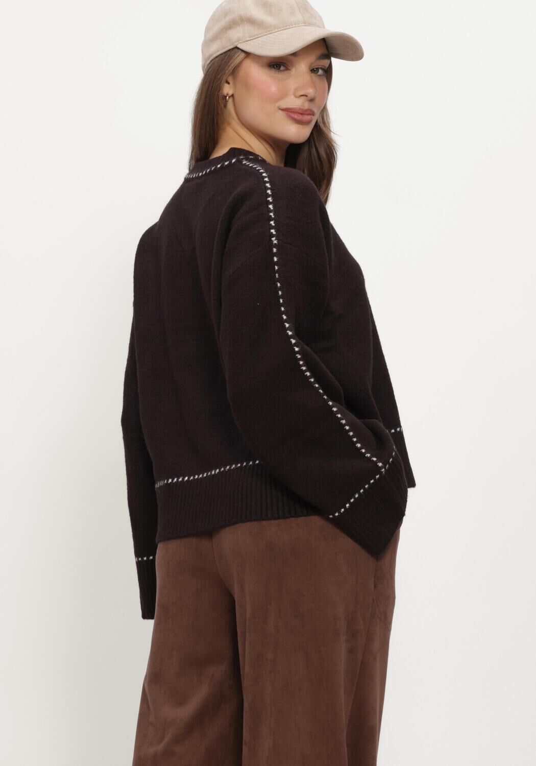 Braune NEO NOIR Pullover ROEME KNIT STITCH BLOUSE - large