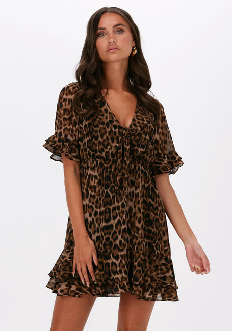 Braune NA-KD Minikleid TIE FRONT SHEER MINI DRESS - large
