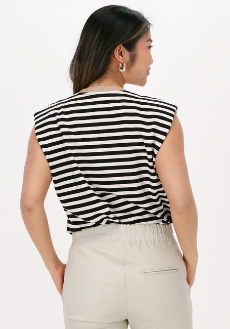 Schwarze SUMMUM T-shirt TOP SHOULDER PADS TERRY STRIPE - large