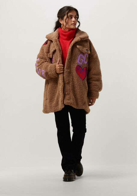 Cognacfarbene GOOSECRAFT Teddy-Jacke GC KATE BADGE JACKET - large