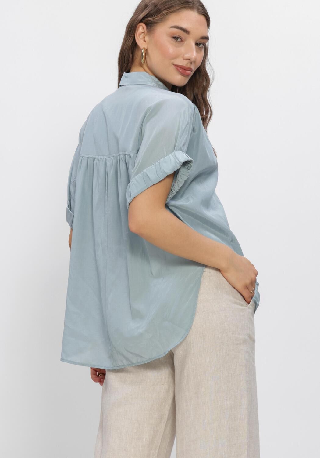 Blaue SUMMUM Blusen BLOUSE SHORT SLEEVES VISCOSE COTTON - large