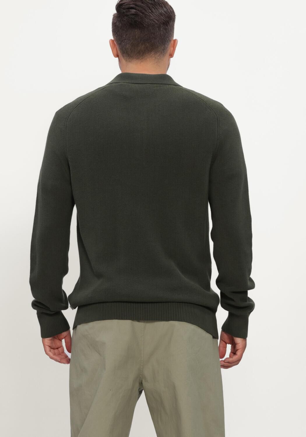 Dunkelgr&uuml;n JC RAGS Pullover POLO LONG SLEEVE EWALD - large