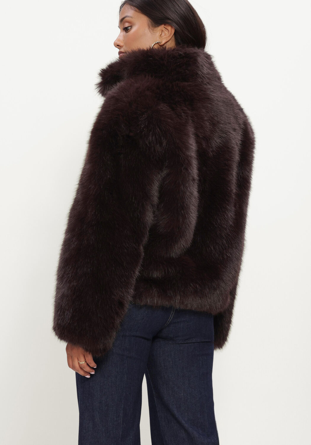 Braune SILVIAN HEACH Fake-Fur-Jack FURCOAT UNINAT - large