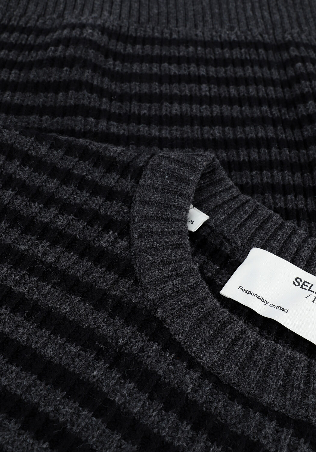 Graue SELECTED MEN Pullover SLHDAVIS LS KNIT CREW NECK U - large