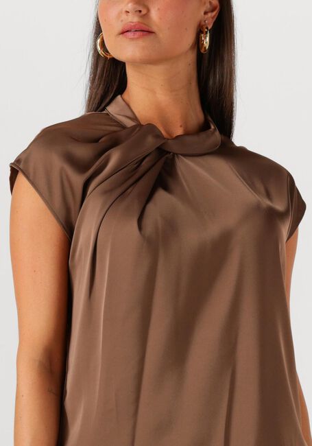 Braune NEO NOIR Blusen FLEUR DRAPY SATIN BLOUSE - large
