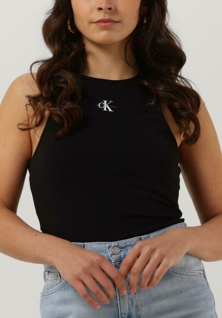 Schwarze CALVIN KLEIN Top MICRO MONOLOGO RACER BACK - large