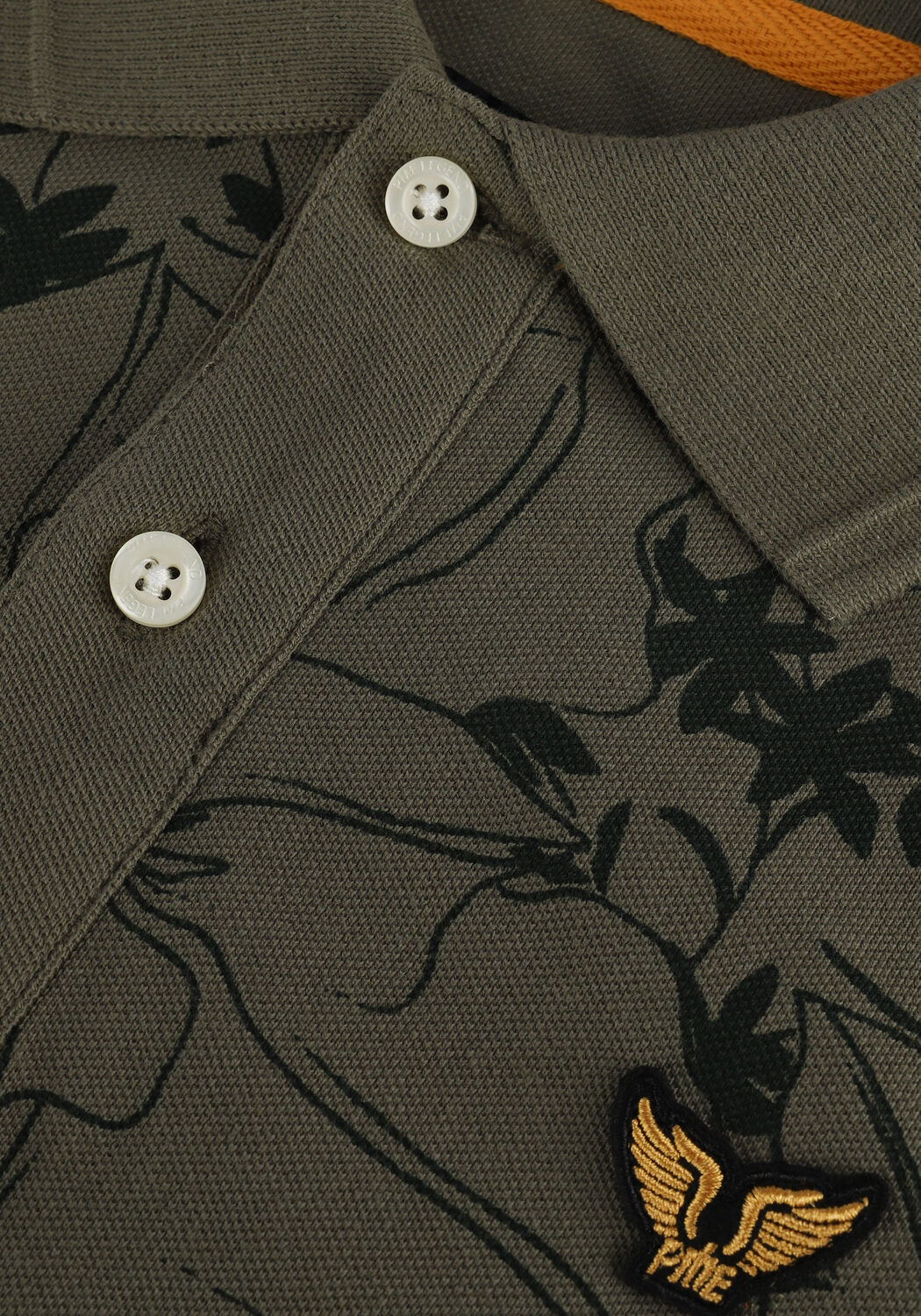 Olive PME LEGEND Polo-Shirt SHORT SLEEVE POLO LIGHT PIQUE SUSTAINABLE AOP - large