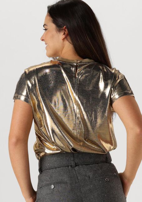 Goldfarbene MOS MOSH T-shirt NIVOLA O-NECK METALLIC TEE - large