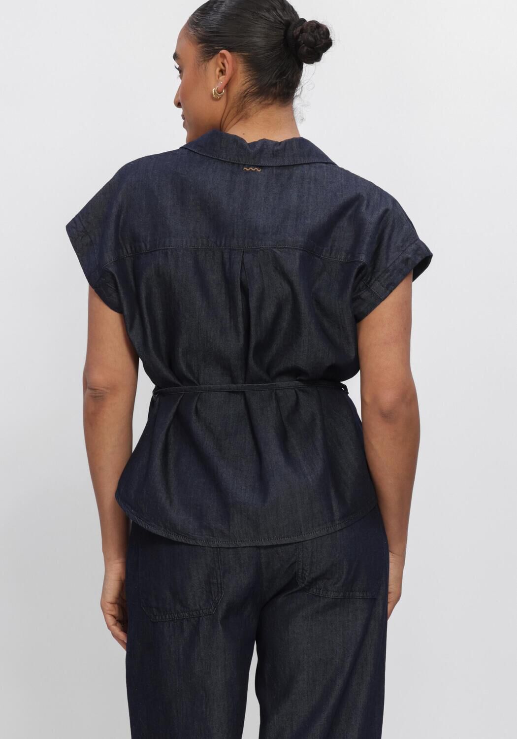 Blaue SUMMUM Blusen BLOUSE DENIM LW COTTON TENCEL - large